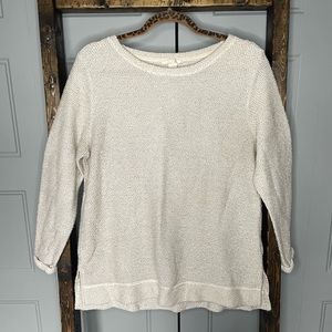 cream colored sweater, 3/4 length sleeves, size M